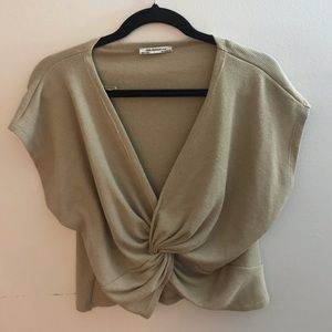 super cute tan zara low cut shirt